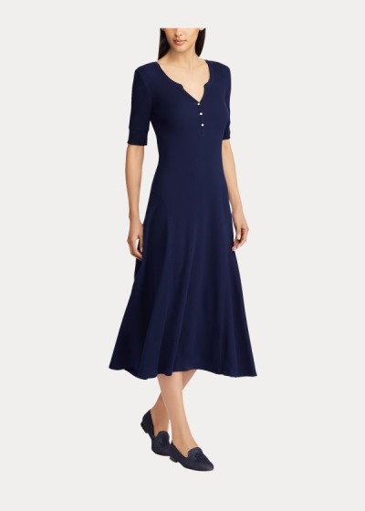 Ralph Lauren Cotton Fit-and-Flare Kjole Dame Danmark (JIKOV9870)